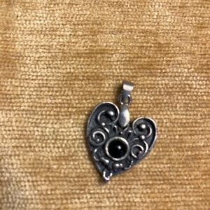 Pendent. Stirling Silver Heart with Garnet. Hand made